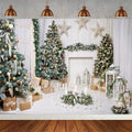 Winter Christmas Tree Photography Backdrop Snowman Giftbox Family Xmas Eve Party Decor Fireplace New Year Background Props