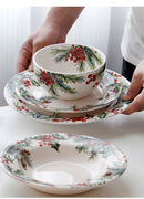 1PC Creative Kitchen Ceramic Plates Exquisite Christmas Tableware Steak Pasta Salad Plates High-quality Ceramic Dinner Plates