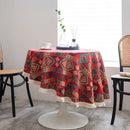 Bohemian Round Tablecloth Geometric Jacquard Cotton Tablecloth Dining Table Tabletop Decor Living Room Bedroom Decoration