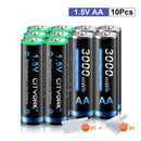 CITYORK 1.5V AA Li ion Rechargeable Battery 3000mWh 1.5 V AA Lithium ion Rechargeable Batteries With1.5V AA AAA Battery Charger