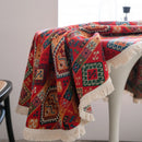 Bohemian Round Tablecloth Geometric Jacquard Cotton Tablecloth Dining Table Tabletop Decor Living Room Bedroom Decoration