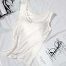 Women's Vest Tops with Bra U-Neck Vest with Padded Bra Slim Fit Tank Tops Sexy Shirts Feminino Casual Slimming Vest Tops