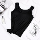 Women's Vest Tops with Bra U-Neck Vest with Padded Bra Slim Fit Tank Tops Sexy Shirts Feminino Casual Slimming Vest Tops