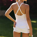 2025 Women Sports Yoga Tennis Dresses Sleeveless V-Neck Workout Dress Outdoor Running Tennis Skirts with Inner Short