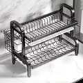2025 New 2-Tier Stainless Steel Kitchen Countertop Dish Drainer with Utensil Holder Compact Rustproof Storage Organizer