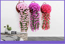 90/80CM Artificial Violet Hanging Flower Vines Plastic Fake Flowers Wall Decor Plants Garland for Wedding Home Garden Decoration