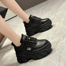 Women Shoes Trend White Black Chunky Sneakers Autumn Winter Thick Bottom Dad Shoes High Quality PU Leather Platform Sneakers New