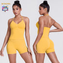 Yoga Shorts Sets Shockproof Sports Women Yoga Vest With Built In Bra Fitness Top Gym Beautiful Back Running Workout