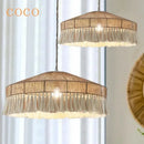 Nordic LED Chandelier Chandelier With Tassels For Bedroom Living Room Kitchen Shop Handmade Rustic Pendant Lamps