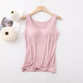 Women's Vest Tops with Bra U-Neck Vest with Padded Bra Slim Fit Tank Tops Sexy Shirts Feminino Casual Slimming Vest Tops