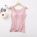 Women's Vest Tops with Bra U-Neck Vest with Padded Bra Slim Fit Tank Tops Sexy Shirts Feminino Casual Slimming Vest Tops