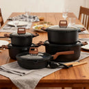 DONNOR 15Pcs/set Non-stick Soup Pots Vertical Lines Stew Pot Die Casting Composite Bottom Cooking Pots Set Stoves Universal