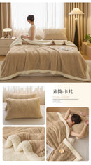 Thickened Warm Coral Fleece Blanket Soft Cozy Striped Pattern Throw Blankets for Sofa Bed Autumn Winter Plush Duvets Blankets