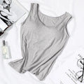 2024 Women's Vest Tops With Built In Bra Neck Vest Padded Slim Fit Tank Tops Sexy Shirts With Chest Pad Feminino Casual