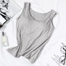2024 Women's Vest Tops With Built In Bra Neck Vest Padded Slim Fit Tank Tops Sexy Shirts With Chest Pad Feminino Casual