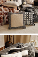French Retro Waist Cushion Cover 45x45 Bow Embroidery Black and White Striped Throw Pillow Case Living Room Bed Sofa Home Decor