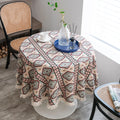 Bohemian Round Tablecloth Geometric Jacquard Cotton Tablecloth Dining Table Tabletop Decor Living Room Bedroom Decoration