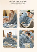Thickened Warm Coral Fleece Blanket Soft Cozy Striped Pattern Throw Blankets for Sofa Bed Autumn Winter Plush Duvets Blankets