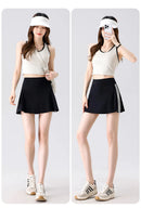 BIVIGAOS Summer Double Stripe Sport Tennis Short Skirts Women Fake Two Piece Stretch Running Fitness Golf A-line Yoga Mini Skirt