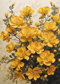 Golden Blossom Tree Orange Pink Flower Bouquet Canvas Painting Print Poster Wall Art Picture for Living Room Home Decoration