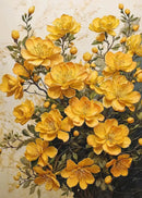 Golden Blossom Tree Orange Pink Flower Bouquet Canvas Painting Print Poster Wall Art Picture for Living Room Home Decoration
