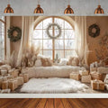Winter Christmas Tree Photography Backdrop Snowman Giftbox Family Xmas Eve Party Decor Fireplace New Year Background Props