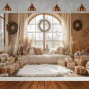 Winter Christmas Tree Photography Backdrop Snowman Giftbox Family Xmas Eve Party Decor Fireplace New Year Background Props