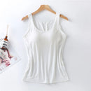 2023 Women's Vest Tops with Built In Bra Neck Vest Solid Color Padded Slim Fit Tank Tops Sexy Shirts Feminino Casual Tank Tops