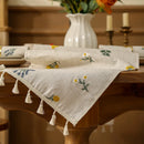 Coffee Table Decoration Perfect for Cafes Wedding Decor  Table Runner Luxury Embroidered Flower Soft Linen/Polyester Washable