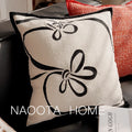 French Retro Waist Cushion Cover 45x45 Bow Embroidery Black and White Striped Throw Pillow Case Living Room Bed Sofa Home Decor