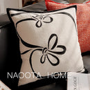 French Retro Waist Cushion Cover 45x45 Bow Embroidery Black and White Striped Throw Pillow Case Living Room Bed Sofa Home Decor
