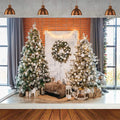 Winter Christmas Tree Photography Backdrop Snowman Giftbox Family Xmas Eve Party Decor Fireplace New Year Background Props