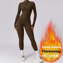 Winter Outfit Set Fleece Yoga Jumpsuits for Women Bodysuit Longsleeve Sport Overall Fitness One-Piece Suit Gym Workout Tracksuit