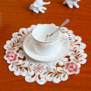 Retro Elegant Rose Flower Placemat Dining Table Decor Cup Pad Nordic Coffee Cup Coaster Kitchen Desktop Decoration