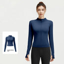 Outdoor Sports Jacket Running Fitness Long Sleeved Women Slim Yoga Clothes Quick Dry Zipper Cardigan Stand Up Collar Skinny Coat