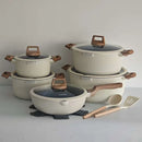 DONNOR 15Pcs/set Non-stick Soup Pots Vertical Lines Stew Pot Die Casting Composite Bottom Cooking Pots Set Stoves Universal