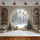 Winter Christmas Tree Photography Backdrop Snowman Giftbox Family Xmas Eve Party Decor Fireplace New Year Background Props