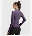 Outdoor Sports Jacket Running Fitness Long Sleeved Women Slim Yoga Clothes Quick Dry Zipper Cardigan Stand Up Collar Skinny Coat