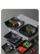 Modern Dinner Set Plates and Dishes Not Easily Broken Melamine Plate Black Cutlery Soy Sauce Dish Kitchen Hotel Tableware