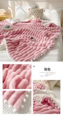 Tuscan Faux Rabbit Fur Warm Weighted Blankets for Bed Luxury Faux Lamb's Wool Double Blanket Soft Fluffy Warmth Double Blanket