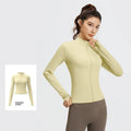 Outdoor Sports Jacket Running Fitness Long Sleeved Women Slim Yoga Clothes Quick Dry Zipper Cardigan Stand Up Collar Skinny Coat