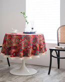 Bohemian Round Tablecloth Geometric Jacquard Cotton Tablecloth Dining Table Tabletop Decor Living Room Bedroom Decoration