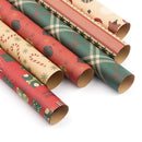Retro Single-sided Wrapping Paper Kraft Christmas New Year Gift Packaging Paper DIY Craft Paper for Party Birthday Holiday