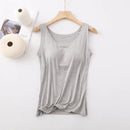 Women's Vest Tops with Bra U-Neck Vest with Padded Bra Slim Fit Tank Tops Sexy Shirts Feminino Casual Slimming Vest Tops