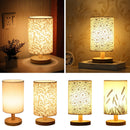 USB Bedside Lamp Night Lights Table Lamp For Bedroom Wooden Desk Lamp Bedside Night Light with Cylinder Lamp Shade Home Decor