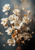 Golden Blossom Tree Orange Pink Flower Bouquet Canvas Painting Print Poster Wall Art Picture for Living Room Home Decoration