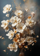 Golden Blossom Tree Orange Pink Flower Bouquet Canvas Painting Print Poster Wall Art Picture for Living Room Home Decoration