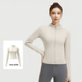 Outdoor Sports Jacket Running Fitness Long Sleeved Women Slim Yoga Clothes Quick Dry Zipper Cardigan Stand Up Collar Skinny Coat