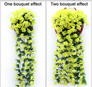 90/80CM Artificial Violet Hanging Flower Vines Plastic Fake Flowers Wall Decor Plants Garland for Wedding Home Garden Decoration