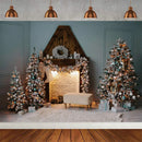 Winter Christmas Tree Photography Backdrop Snowman Giftbox Family Xmas Eve Party Decor Fireplace New Year Background Props